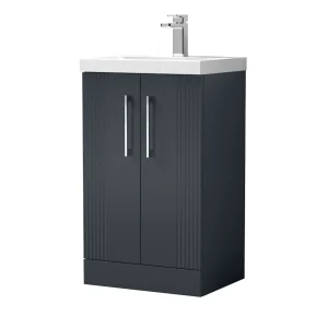 Roxbury Deco Fluted 500mm Anthracite Grey Vanity Unit   Floor Standing 2 Door Unit with Chrome Handles