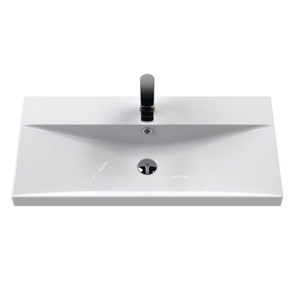Roxbury Deco Fluted 800mm Green Vanity Unit   Wall Hung 1 Drawer Unit & Chrome Handle - Image 2