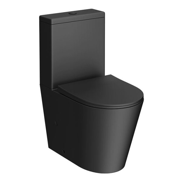 Arezzo Matt Black BTW Close Coupled Toilet + Soft Close Seat - Image 3
