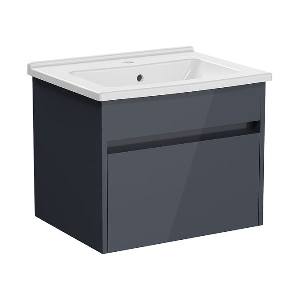 VitrA S50 Anthracite 600mm Wall Hung 1 Drawer Vanity Unit - Image 3