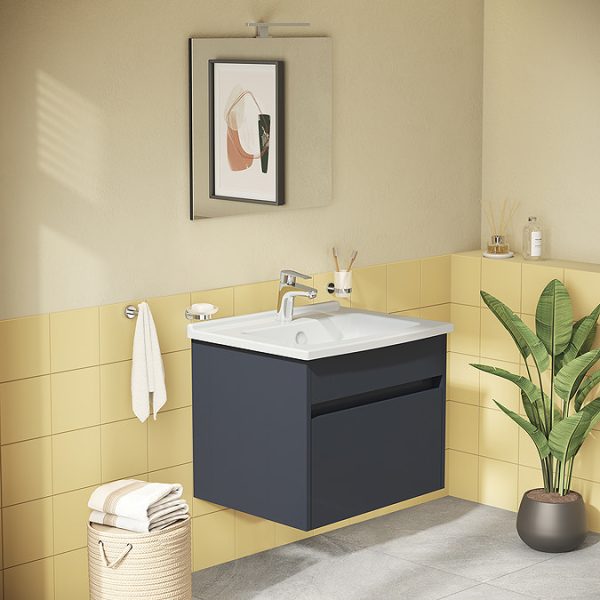 VitrA S50 Anthracite 600mm Wall Hung 1 Drawer Vanity Unit - Image 4