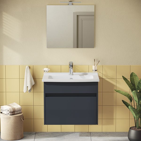 VitrA S50 Anthracite 600mm Wall Hung 1 Drawer Vanity Unit - Image 2