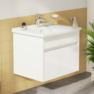 VitrA S50 Gloss White 600mm Wall Hung 1 Drawer Vanity Unit