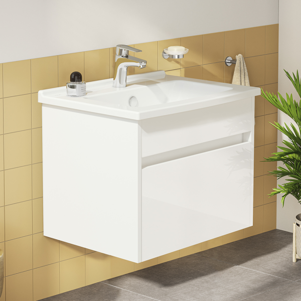 VitrA S50 Gloss White 600mm Wall Hung 1 Drawer Vanity Unit