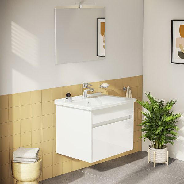 VitrA S50 Gloss White 600mm Wall Hung 1 Drawer Vanity Unit - Image 2