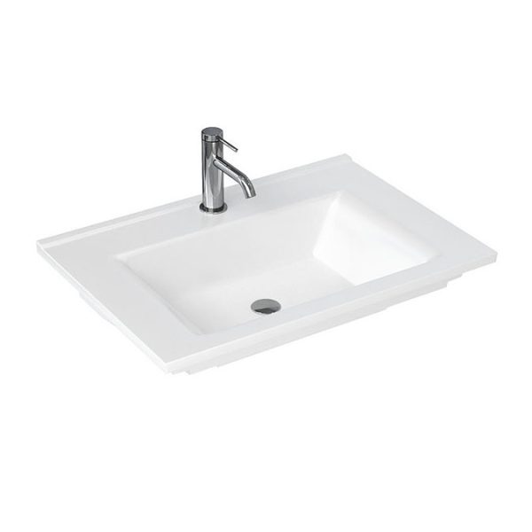 Britton Shoreditch 650mm Wall Hung Single Drawer Vanity Unit with Brass Handle   Matt Blue - Image 3