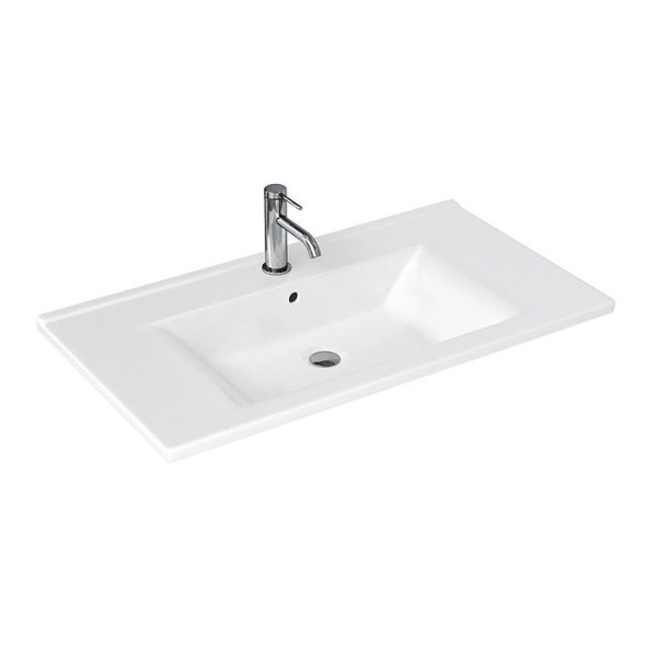 Britton Shoreditch 850mm Wall Hung Double Drawer Vanity Unit with Brass Handles   Matt Grey - Image 3