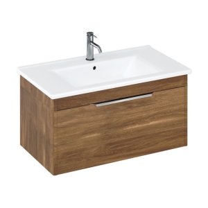 Britton Shoreditch 850mm Wall Hung Single Drawer Vanity Unit with Chrome Handle   Caramel