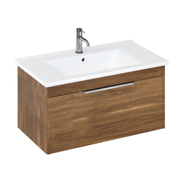 Britton Shoreditch 850mm Wall Hung Single Drawer Vanity Unit with Chrome Handle   Caramel