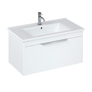 Britton Shoreditch 850mm Wall Hung Single Drawer Vanity Unit with Chrome Handle   Matt White