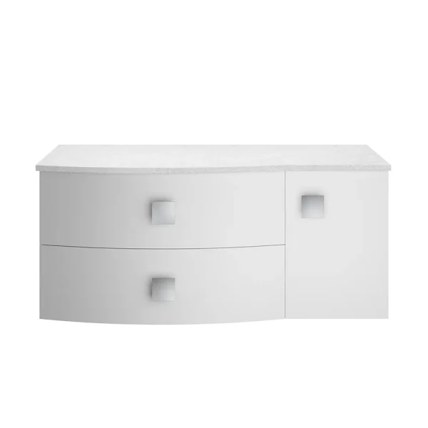 Hudson Reed Sarenna Wall Hung Countertop Vanity Unit   Moon White   1000mm with White Marble Top