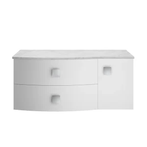 Hudson Reed Sarenna Wall Hung Countertop Vanity Unit   Moon White   1000mm with Grey Marble Top