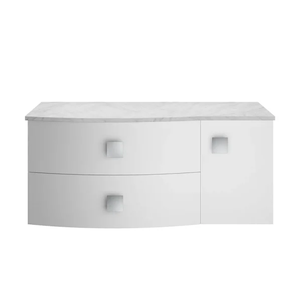 Hudson Reed Sarenna Wall Hung Countertop Vanity Unit   Moon White   1000mm with Grey Marble Top