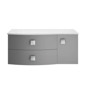 Hudson Reed Sarenna Wall Hung Countertop Vanity Unit   Dove Grey   1000mm with White Marble Top