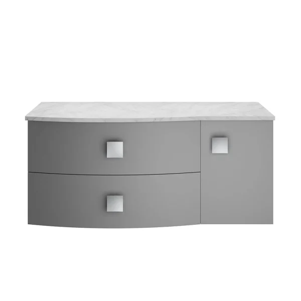 Hudson Reed Sarenna Wall Hung Countertop Vanity Unit   Dove Grey   1000mm with Grey Marble Top
