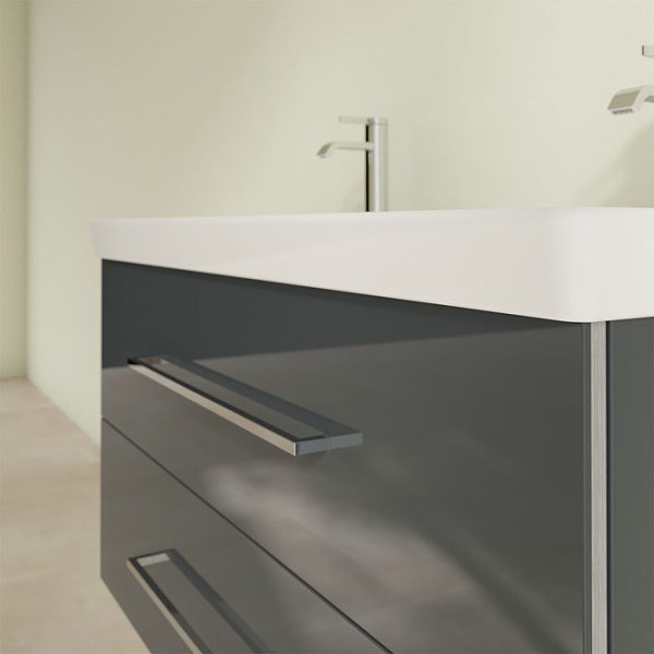Villeroy and Boch Avento Crystal Grey 1000mm Wall Hung 2 Drawer Double Vanity Unit - Image 5