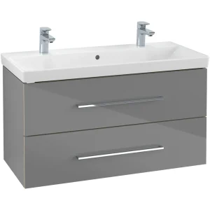 Villeroy and Boch Avento Crystal Grey 1000mm Wall Hung 2 Drawer Double Vanity Unit