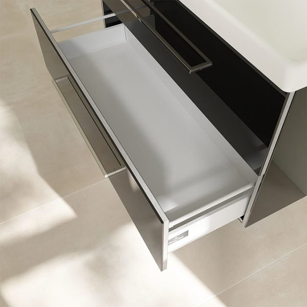 Villeroy and Boch Avento Crystal Black 1000mm Wall Hung 2 Drawer Double Vanity Unit - Image 7