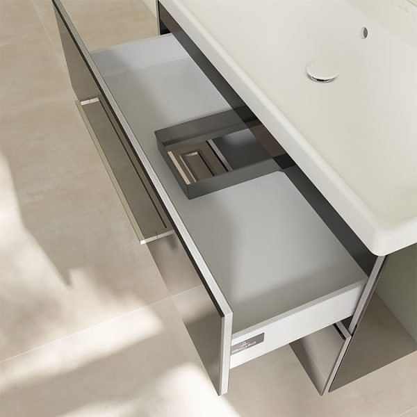 Villeroy and Boch Avento Crystal Black 1000mm Wall Hung 2 Drawer Double Vanity Unit - Image 2
