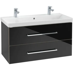 Villeroy and Boch Avento Crystal Black 1000mm Wall Hung 2 Drawer Double Vanity Unit