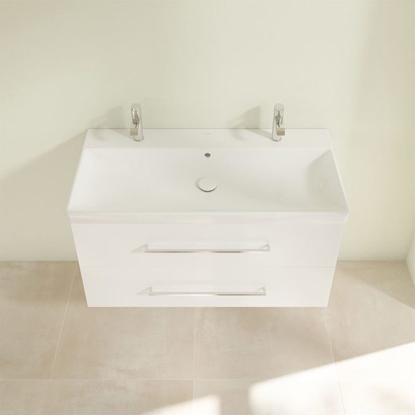 Villeroy and Boch Avento Crystal White 1000mm Wall Hung 2 Drawer Double Vanity Unit - Image 5