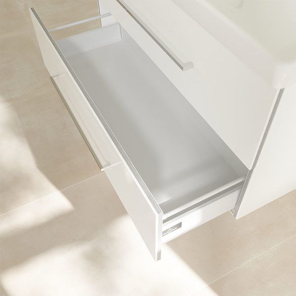 Villeroy and Boch Avento Crystal White 1000mm Wall Hung 2 Drawer Double Vanity Unit - Image 7