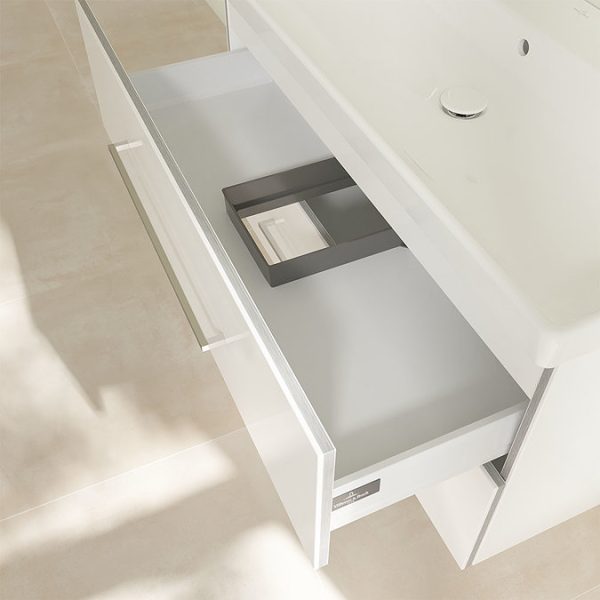 Villeroy and Boch Avento Crystal White 1000mm Wall Hung 2 Drawer Double Vanity Unit - Image 2
