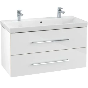 Villeroy and Boch Avento Crystal White 1000mm Wall Hung 2 Drawer Double Vanity Unit