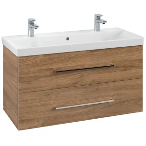 Villeroy and Boch Avento Oak Kansas 1000mm Wall Hung 2 Drawer Double Vanity Unit