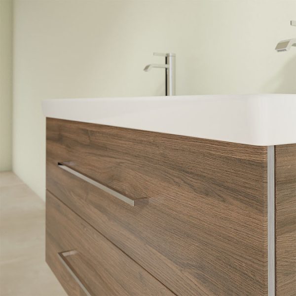 Villeroy and Boch Avento Arizona Oak 1000mm Wall Hung 2 Drawer Double Vanity Unit - Image 5