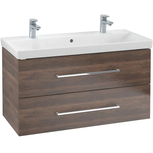 Villeroy and Boch Avento Arizona Oak 1000mm Wall Hung 2 Drawer Double Vanity Unit