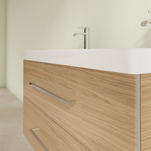 Villeroy and Boch Avento Nordic Oak 1000mm Wall Hung 2 Drawer Double Vanity Unit - Image 6