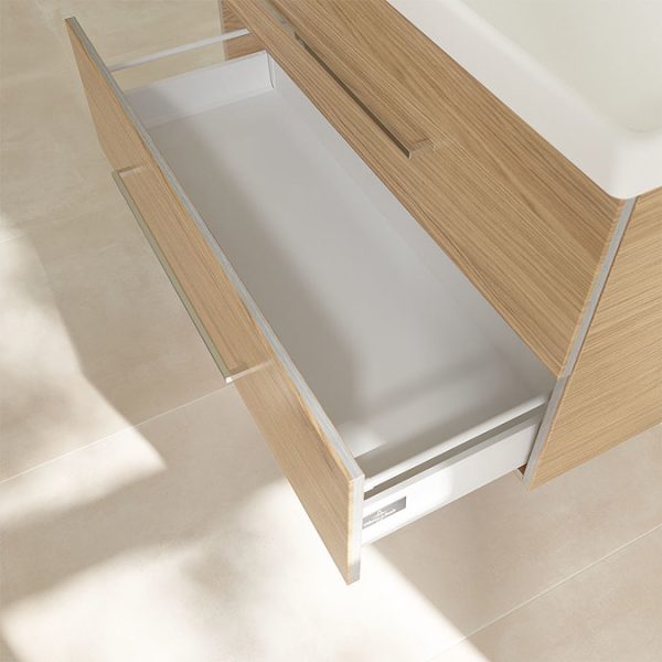 Villeroy and Boch Avento Nordic Oak 1000mm Wall Hung 2 Drawer Double Vanity Unit - Image 7