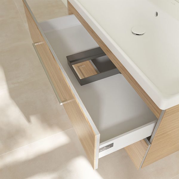 Villeroy and Boch Avento Nordic Oak 1000mm Wall Hung 2 Drawer Double Vanity Unit - Image 2
