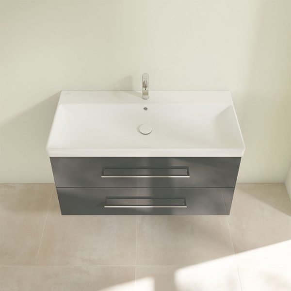 Villeroy and Boch Avento Crystal Grey 1000mm Wall Hung 2 Drawer Vanity Unit - Image 5
