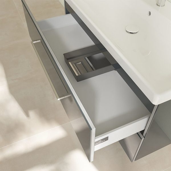 Villeroy and Boch Avento Crystal Grey 1000mm Wall Hung 2 Drawer Vanity Unit - Image 2