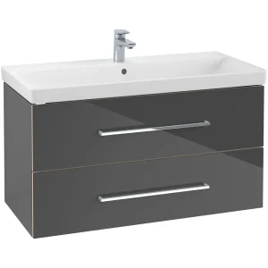 Villeroy and Boch Avento Crystal Grey 1000mm Wall Hung 2 Drawer Vanity Unit