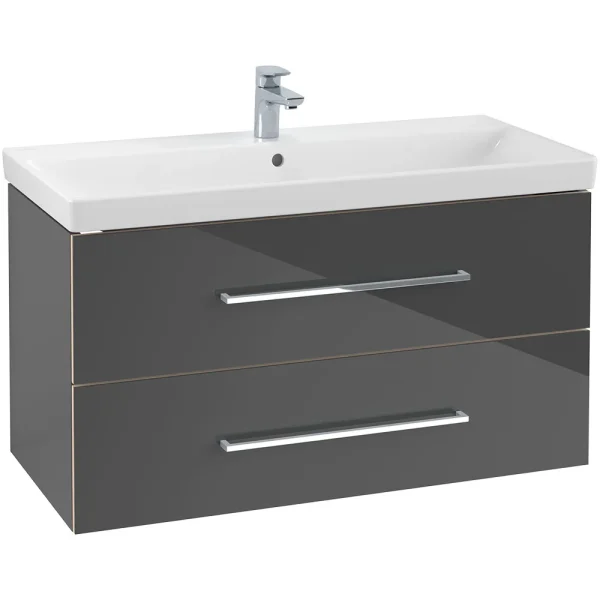 Villeroy and Boch Avento Crystal Grey 1000mm Wall Hung 2 Drawer Vanity Unit