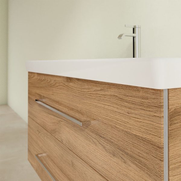 Villeroy and Boch Avento Oak Kansas 1000mm Wall Hung 2 Drawer Vanity Unit - Image 2