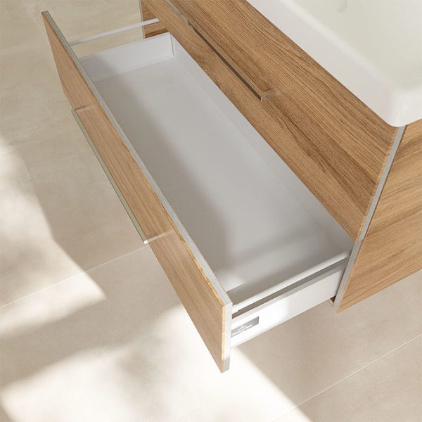 Villeroy and Boch Avento Oak Kansas 1000mm Wall Hung 2 Drawer Vanity Unit - Image 6