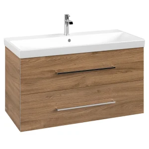 Villeroy and Boch Avento Oak Kansas 1000mm Wall Hung 2 Drawer Vanity Unit