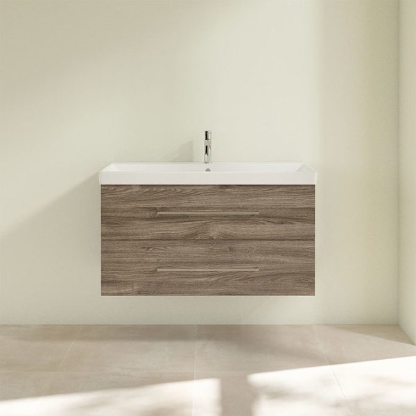 Villeroy and Boch Avento Stone Oak 1000mm Wall Hung 2 Drawer Vanity Unit - Image 4