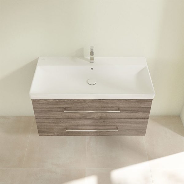 Villeroy and Boch Avento Stone Oak 1000mm Wall Hung 2 Drawer Vanity Unit - Image 5