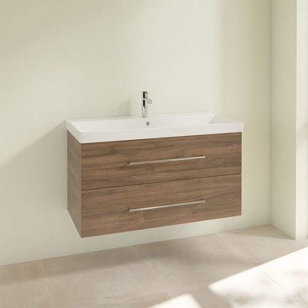 Villeroy and Boch Avento Arizona Oak 1000mm Wall Hung 2 Drawer Vanity Unit - Image 3