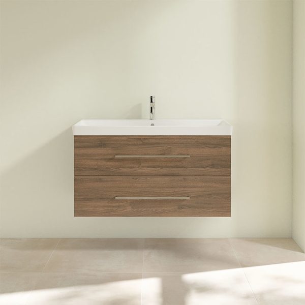 Villeroy and Boch Avento Arizona Oak 1000mm Wall Hung 2 Drawer Vanity Unit - Image 4
