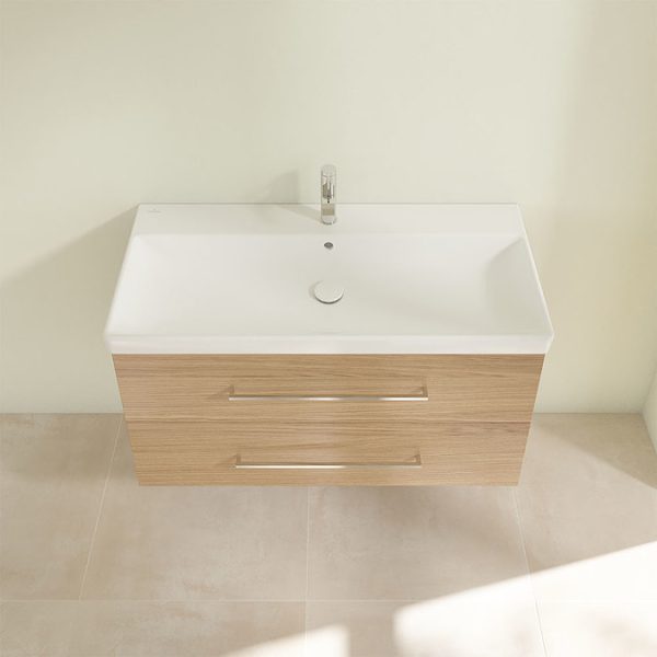 Villeroy and Boch Avento Nordic Oak 1000mm Wall Hung 2 Drawer Vanity Unit - Image 5