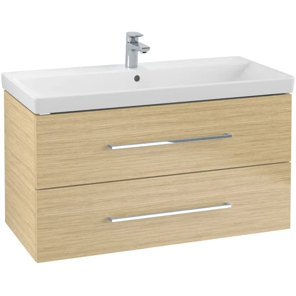 Villeroy and Boch Avento Nordic Oak 1000mm Wall Hung 2 Drawer Vanity Unit