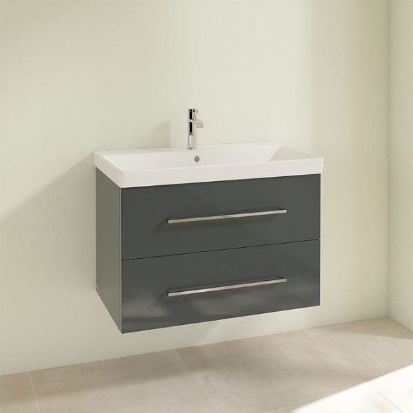 Villeroy and Boch Avento Crystal Grey 800mm Wall Hung 2 Drawer Vanity Unit - Image 3