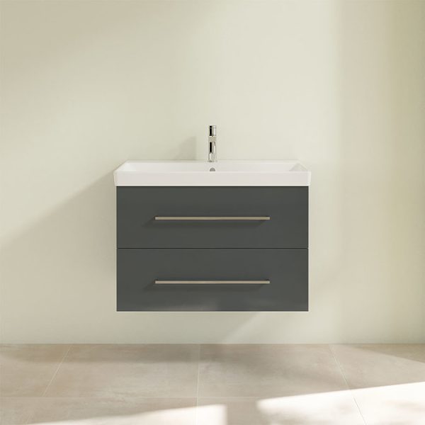 Villeroy and Boch Avento Crystal Grey 800mm Wall Hung 2 Drawer Vanity Unit - Image 4