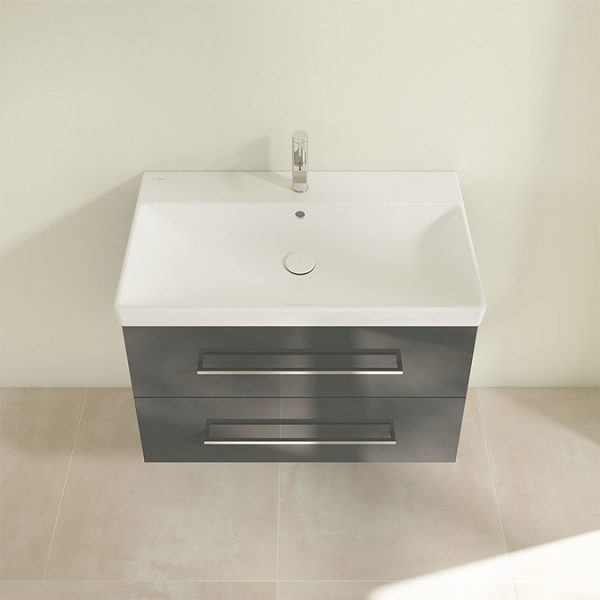 Villeroy and Boch Avento Crystal Grey 800mm Wall Hung 2 Drawer Vanity Unit - Image 5